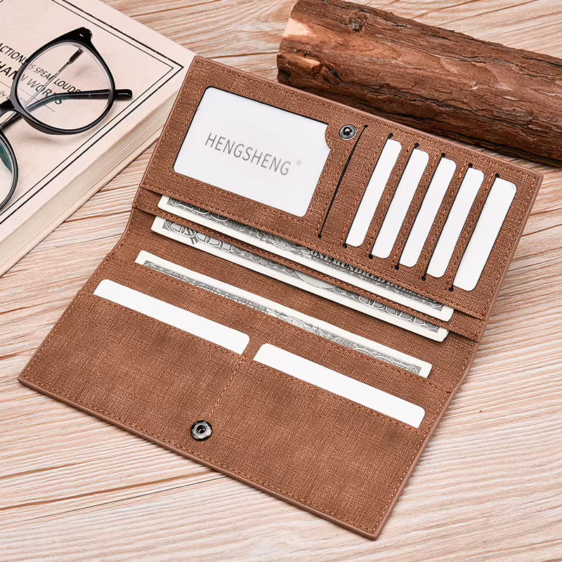 Portefeuille long pour homme en cuir PU de haute qualité