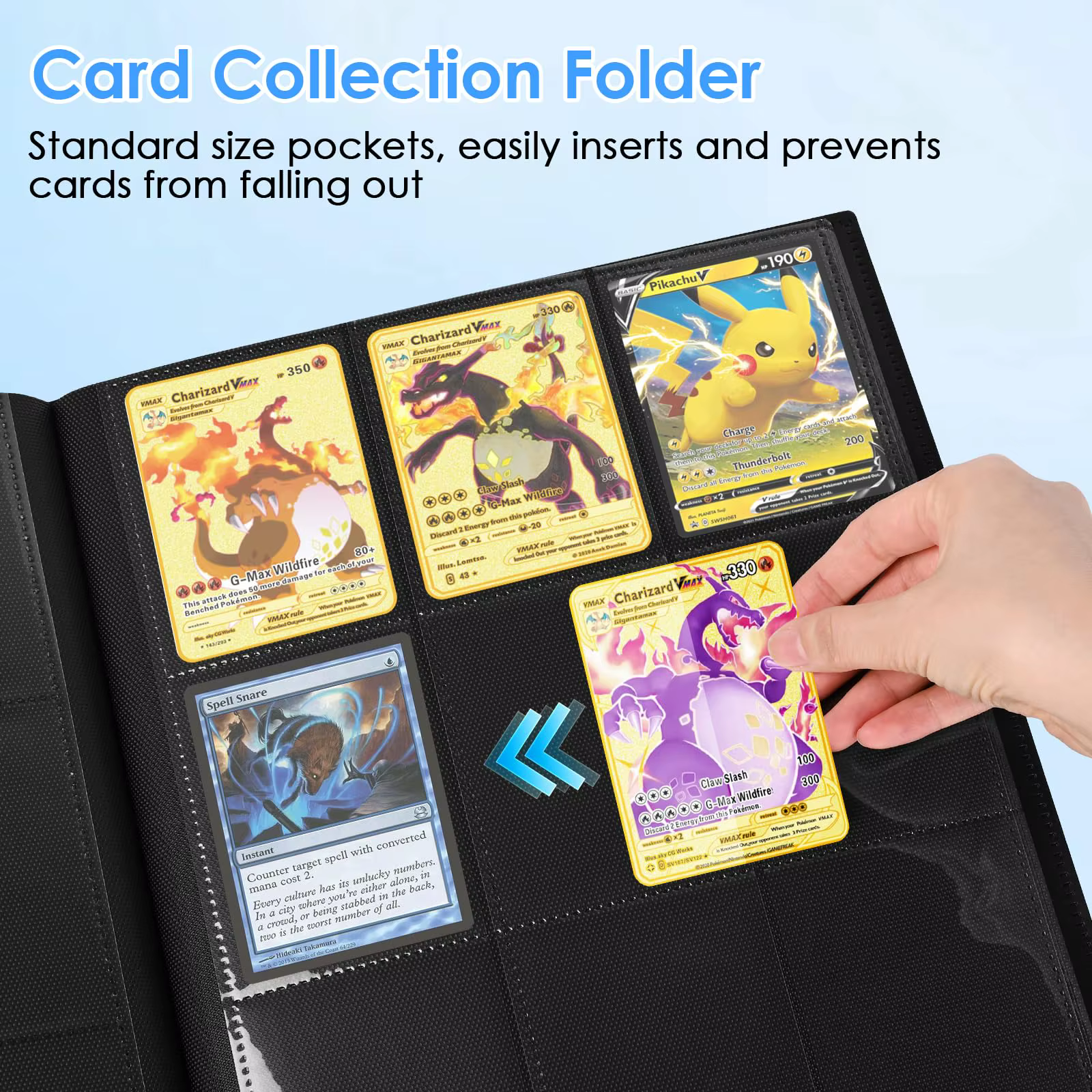Classeur de cartes à 9 pochettes, capacité 360 cartes, album élégant à chargement latéral pour collection de cartes à échanger, cartes de jeu et cartes de baseball, carnet de cartes à collectionner