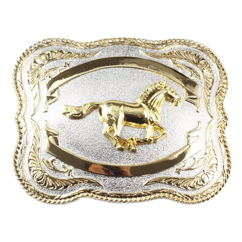 Boucle de ceinture cheval doré pour homme