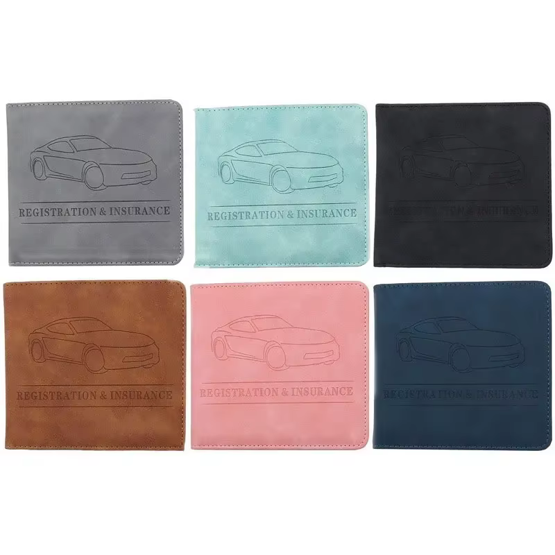 Porte-carte d'assurance et de permis de conduire d'enregistrement de voiture-boîte à gants de véhicule en cuir organisateur de documents automobiles