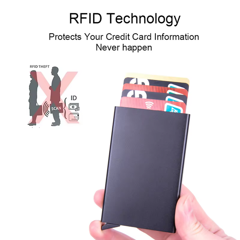 ID crédit porte-carte bancaire portefeuille marque de luxe hommes femmes Anti Rfid blocage protégé magique mince Mini petit argent portefeuilles étui