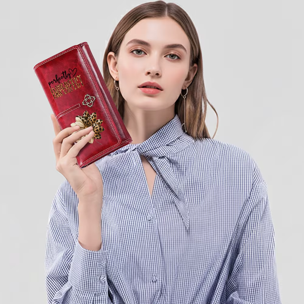 Portefeuille long pour femme en cuir PU