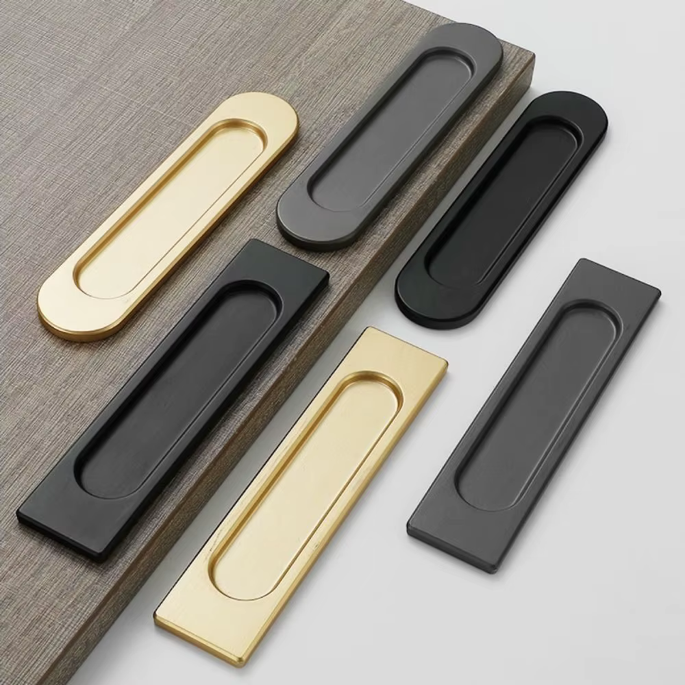 Poignée auto-adhésive sans perçage, Double face, noir/gris/or, poignée de porte coulissante en alliage d'aluminium, bouton de porte en verre pour meubles