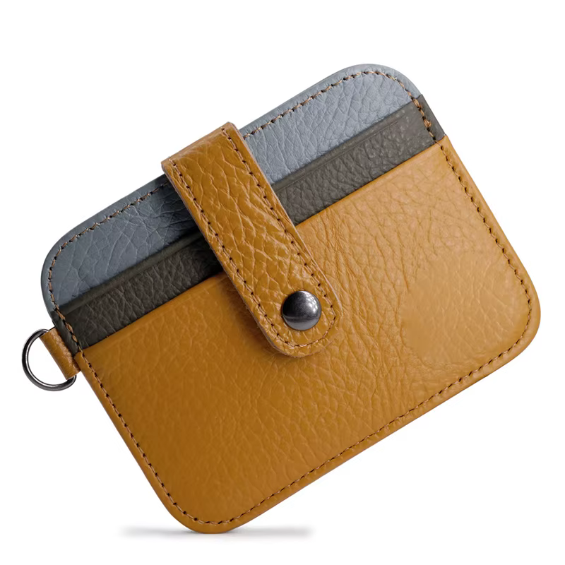 Portefeuille mince en cuir véritable pour hommes – Mini porte-monnaie Ultra fin avec porte-carte