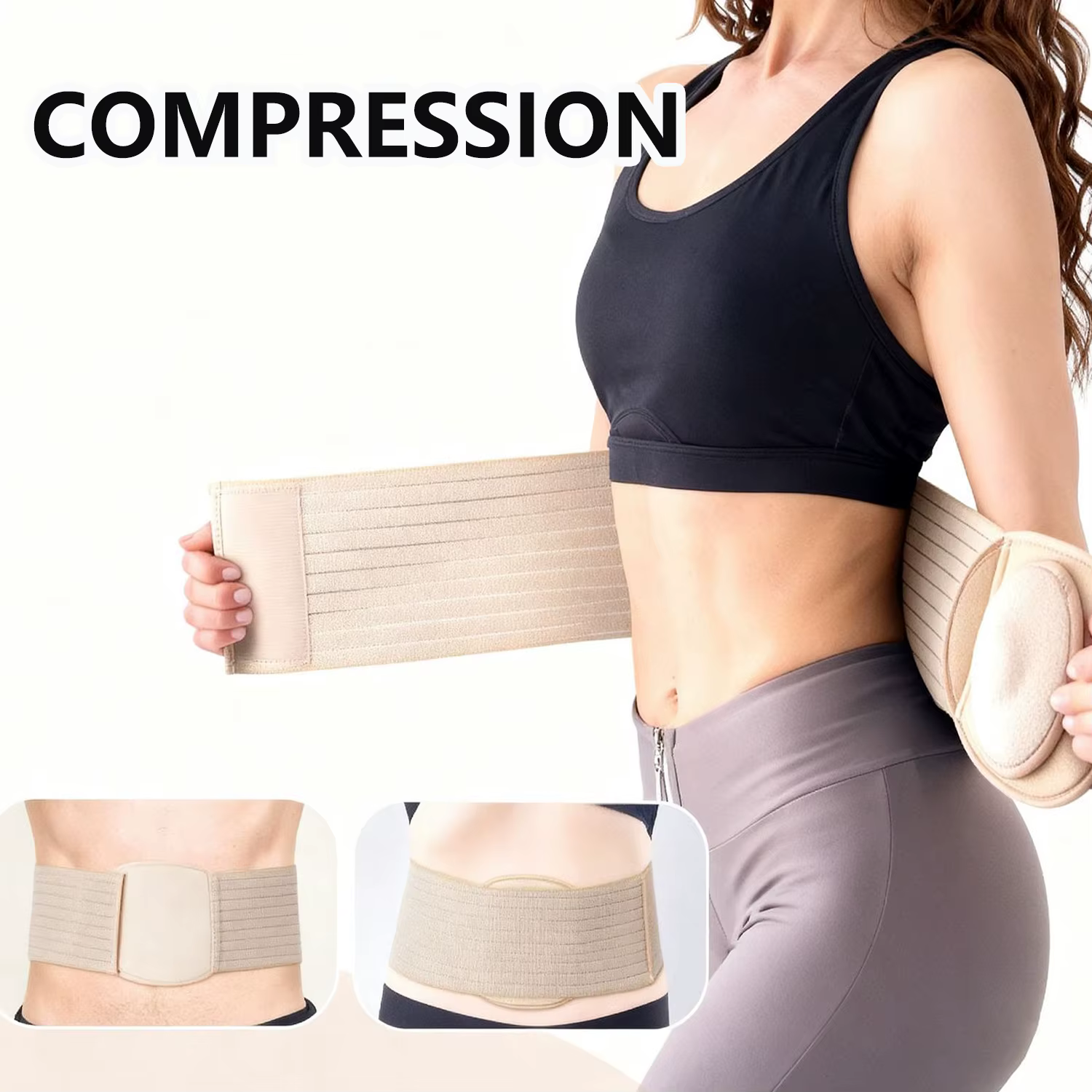 Ceinture de soutien pour hernie ombilicale pour hommes et femmes, attelle abdominale réglable avec coussinets de compression