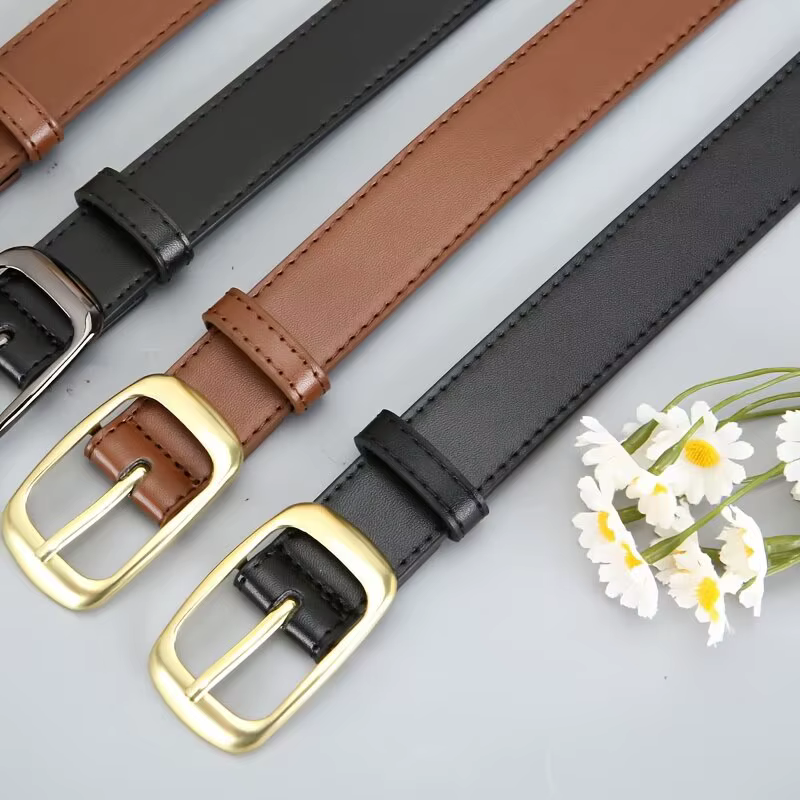 Lot de 2 ceintures réversibles en cuir PU pour femmes