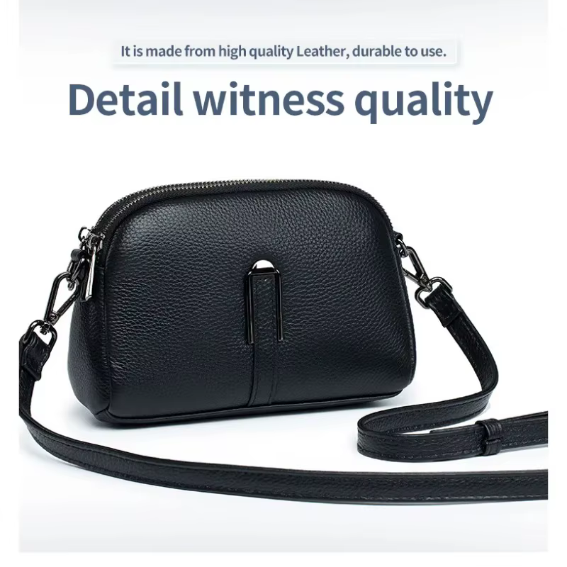 2025 nouveau sac à bandoulière pour femmes en cuir véritable décontracté avec Double fermeture éclair haut tendance couche peau de vache petit sac carré