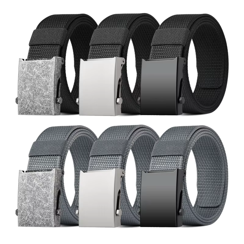 Ceinture en Nylon à boucle automatique à rouleau épaissi-ceinture universelle pour pantalons d'affaires et décontractés pour hommes d'exportation de vente chaude