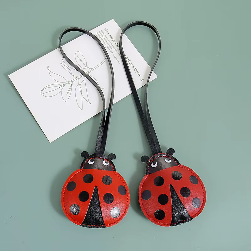 Coccinelle en cuir PU porte-clés sac breloque pour femmes/hommes