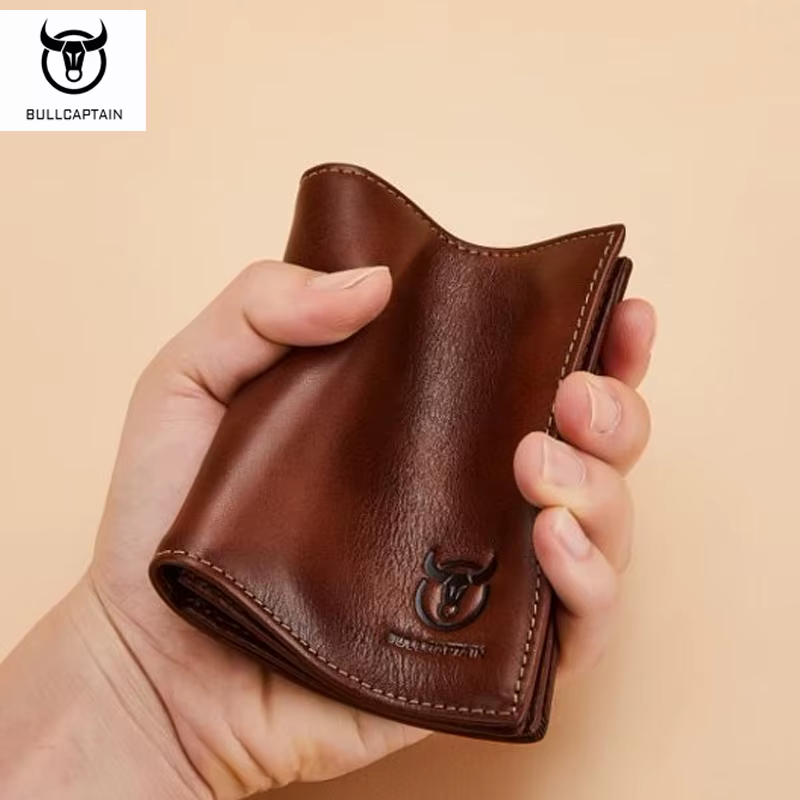 Portefeuille en cuir véritable haut de gamme pour homme