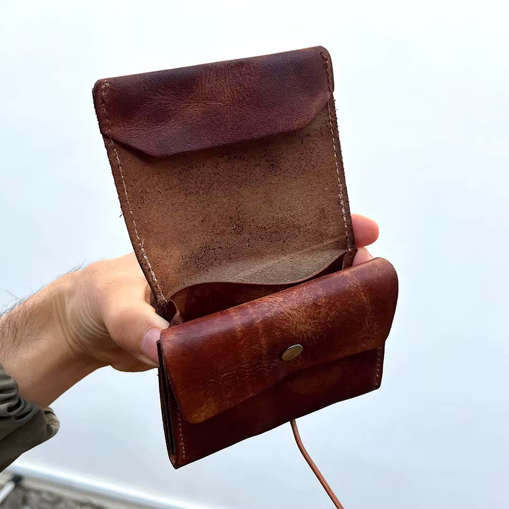 portefeuille homme rétro en cuir véritable pour hommes et femmes, porte-monnaie de détresse Antique avec poche à monnaie, cordon de serrage, porte-monnaie court pour hommes