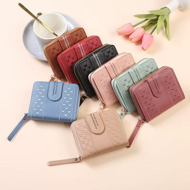 Nouveau portefeuille court zippé pour femme