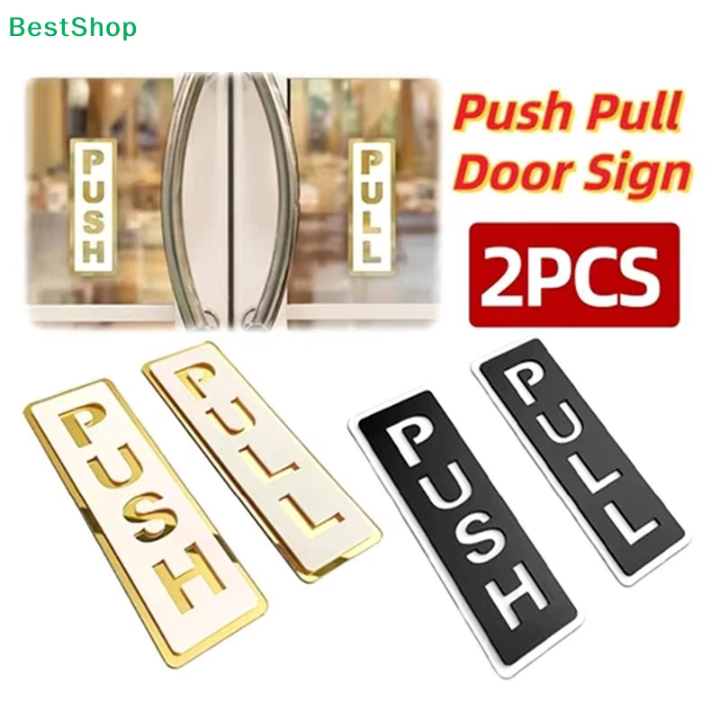 ✍ Ensemble de panneaux de porte PUSH PULL, autocollants de porte en acrylique autocollants pour les bureaux et les entrées de magasins