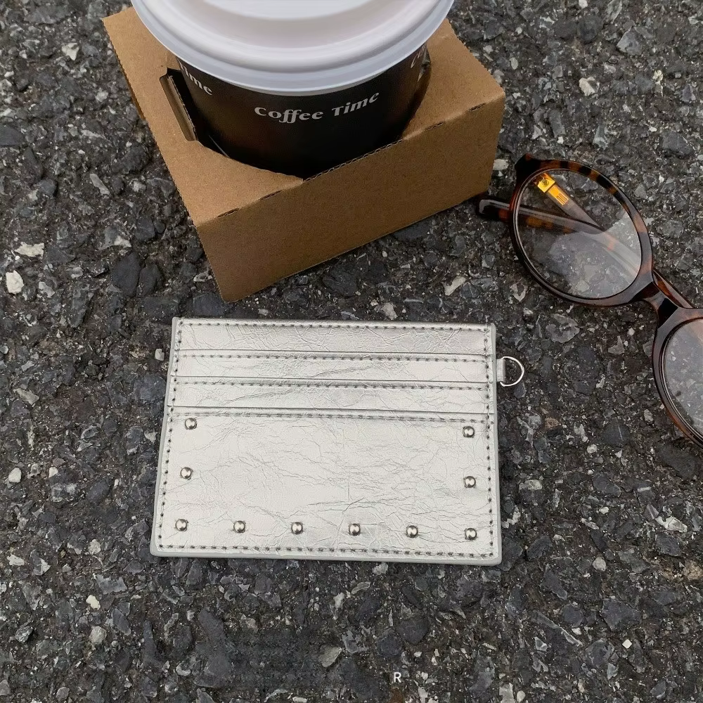 Portefeuille élégant en cuir craquelé ultra fin