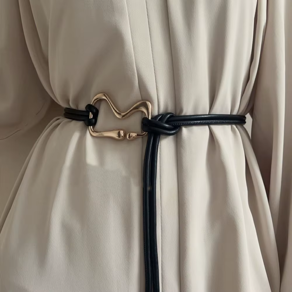 Ceinture fine en cuir PU pour femmes