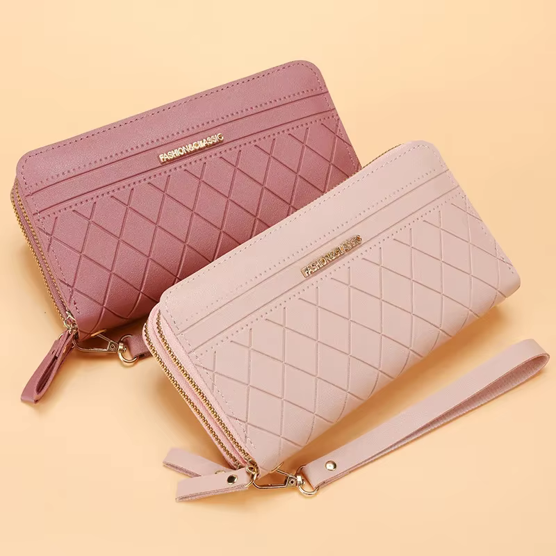 Portefeuille Long pour femmes, porte-monnaie à pompon, porte-cartes, pochette en cuir Pu, sac d'argent, portefeuille en cuir Pu