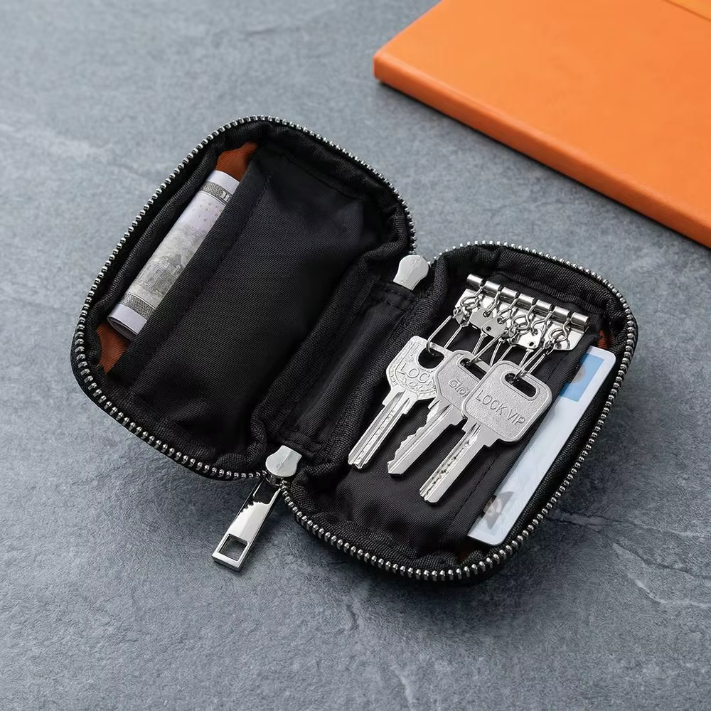 Porte-clés Organisateur Tendance Grande Capacité Multifonctionnel Étui à Clés de Maison avec Boucle et Fermeture Éclair