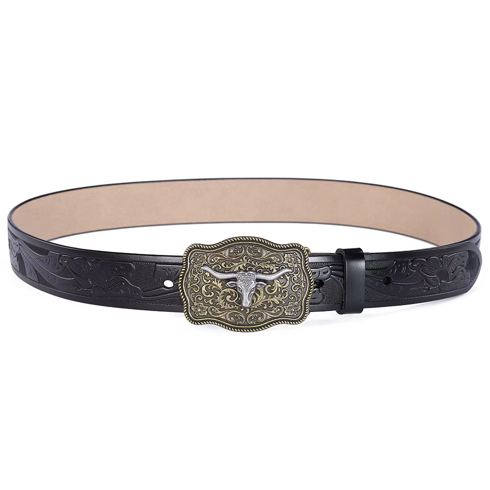 Ceinture occidentale à boucle Big Bull pour hommes