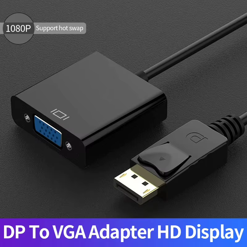 Câble adaptateur DisplayPort DP vers VGA, Port d'affichage pour projecteur d'ordinateur portable DTV TV HDVD DP mâle vers VGA femelle, câble adaptateur convertisseur