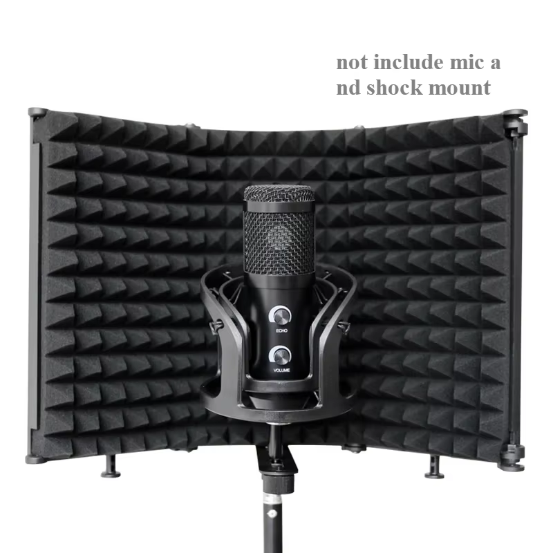Microphone à trois portes, isolation phonique, plastique, réduction du bruit, couverture du vent, panneau en mousse acoustique, filtre insonorisé, pare-vent