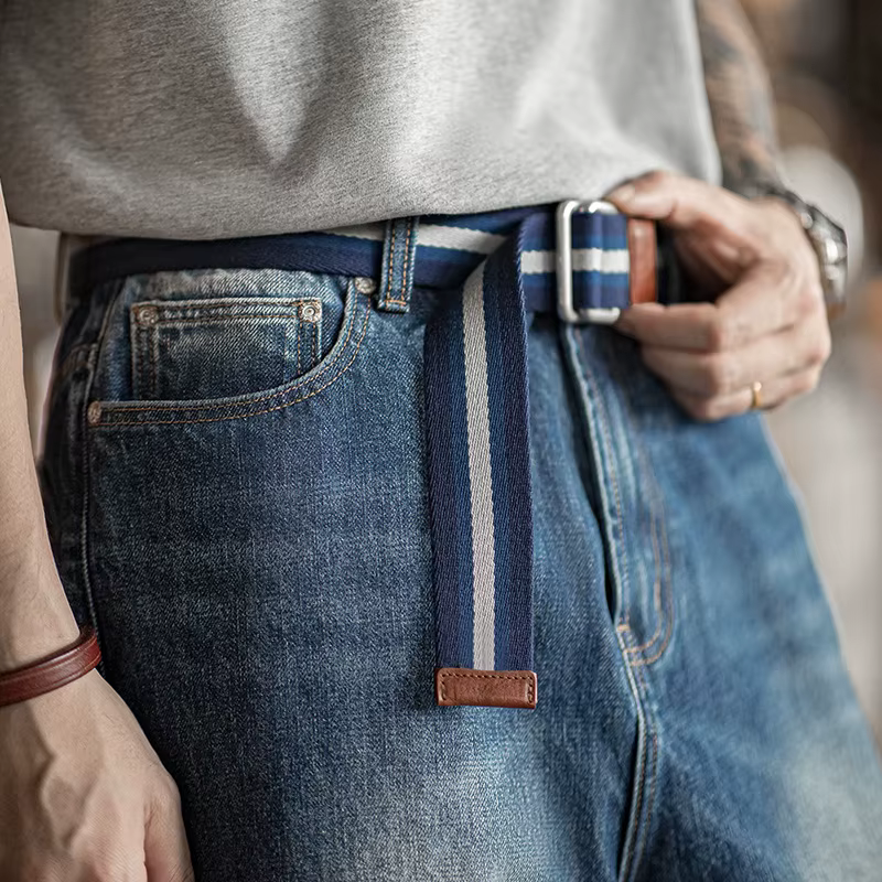 Maden – ceinture rayée rétro à Double anneau