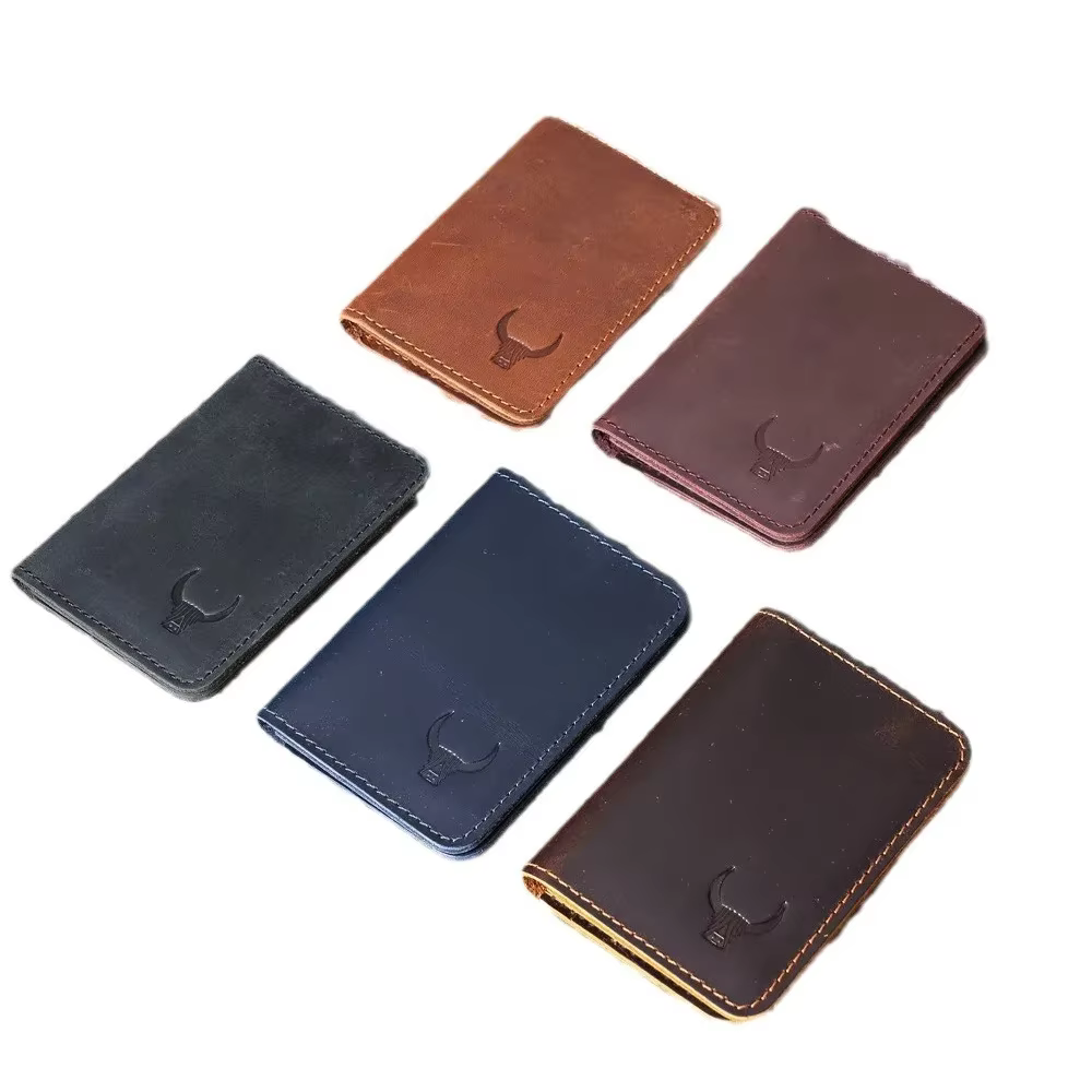 Portefeuille en cuir véritable style vintage décontracté