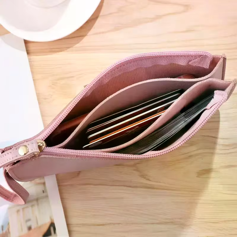 Portefeuille long en cuir PU souple pour femmes