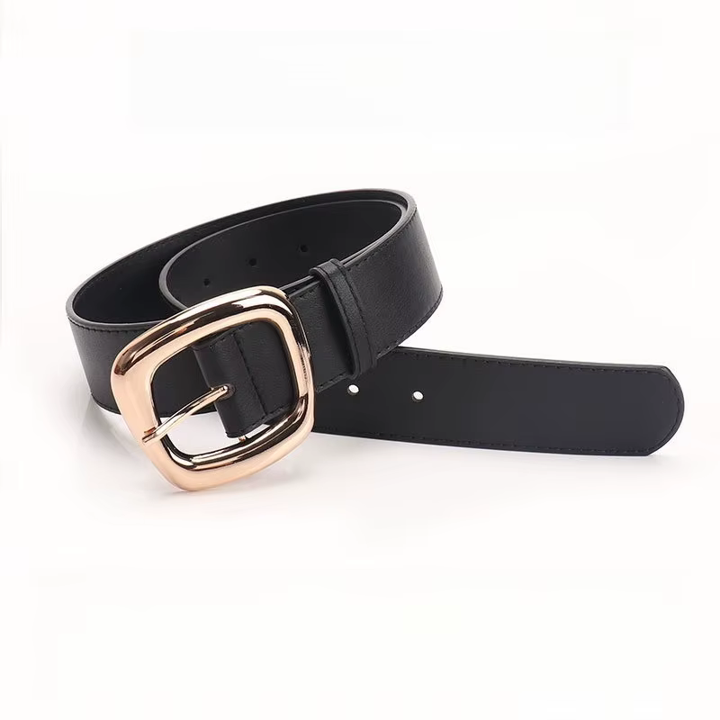 Ceinture large à boucle trapézoïdale polyvalente pour femmes
