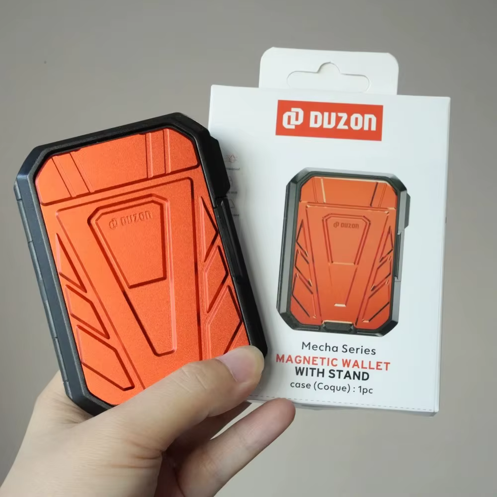 DUZON Armor portefeuille magnétique dur pour IPhone 17 16 Pro Max porte-carte détachable à 3 emplacements avec béquille en métal réglable