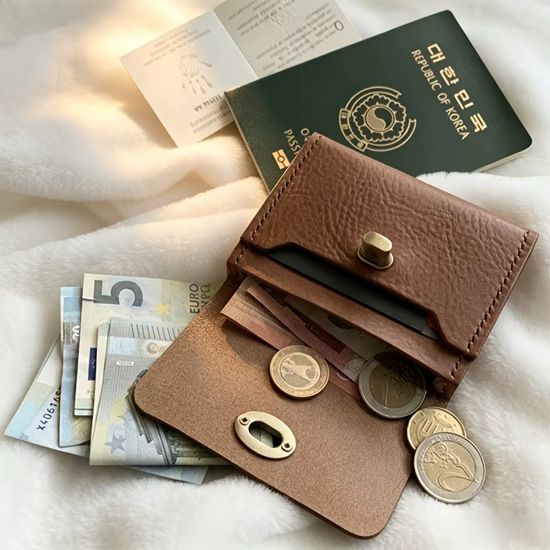 Porte-cartes et porte-monnaie mini rétro en cuir PU WERLLANDS avec fermoir rotatif multicolore