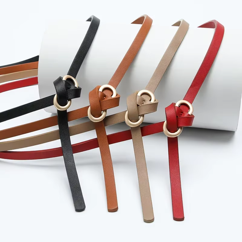 Ceinture nouée en cuir PU vintage pour femme