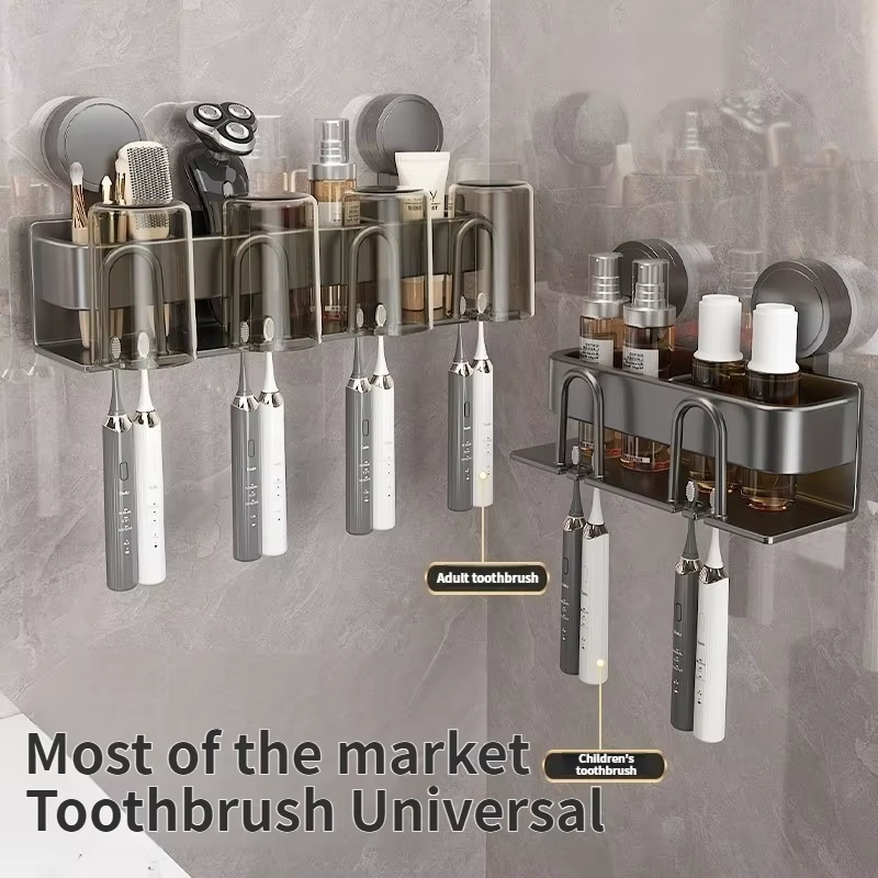 Pas besoin de percer une ventouse un porte-brosse à dents électrique mural avec une tasse pour la salle de bain