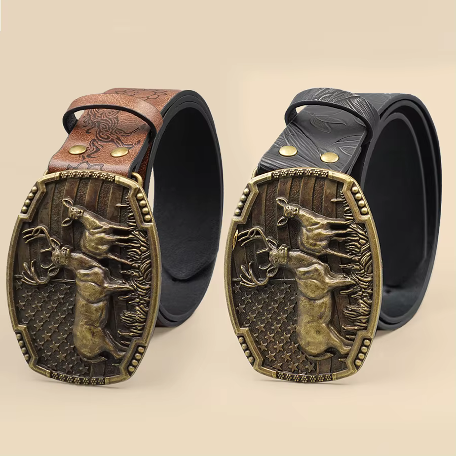 Ceinture Western Cowboy Street Style – Motif Animal sculpté