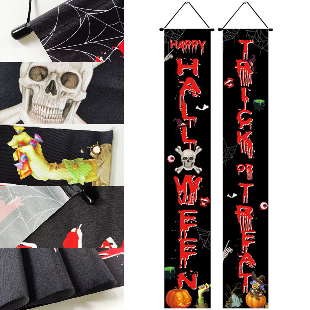 Bannière de Porte d'Halloween, Fantôme, Citrouille, Crâne, Décoration pour la Maison, Ornement d'Horreur, Fournitures de ix