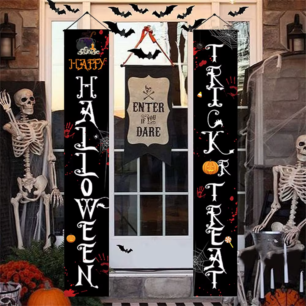 Bannière de Porte d'Halloween, Fantôme, Citrouille, Crâne, Décoration pour la Maison, Ornement d'Horreur, Fournitures de ix