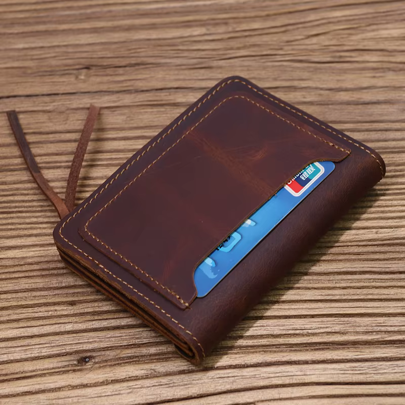 100% portefeuille en cuir véritable pour hommes marque masculine Vintage fait à la main court petit porte-monnaie