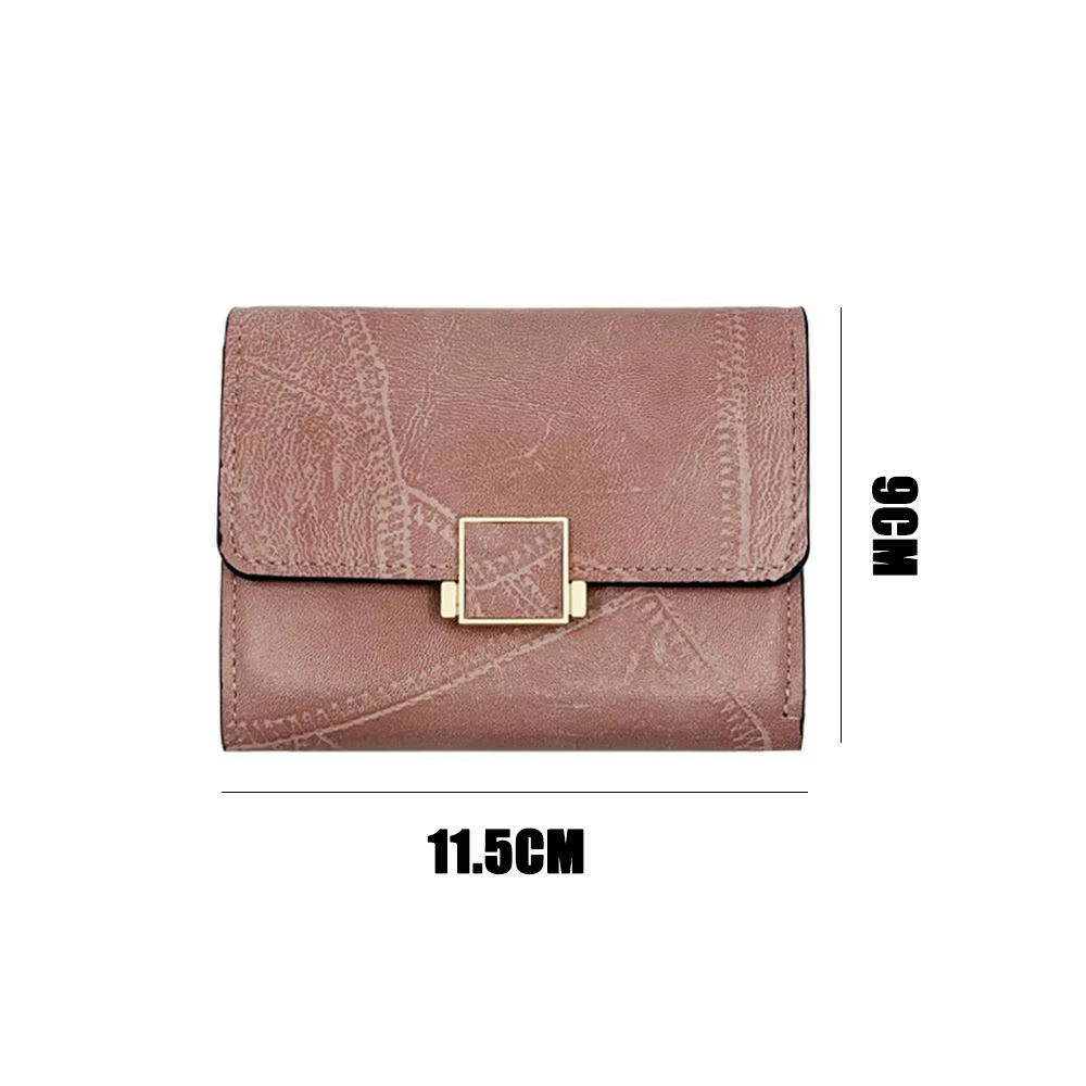 Portefeuille court en cuir vintage pour femme, petit sac à main, mini porte-cartes multi-cartes, porte-monnaie, pochette multifonctionnelle, mode féminine
