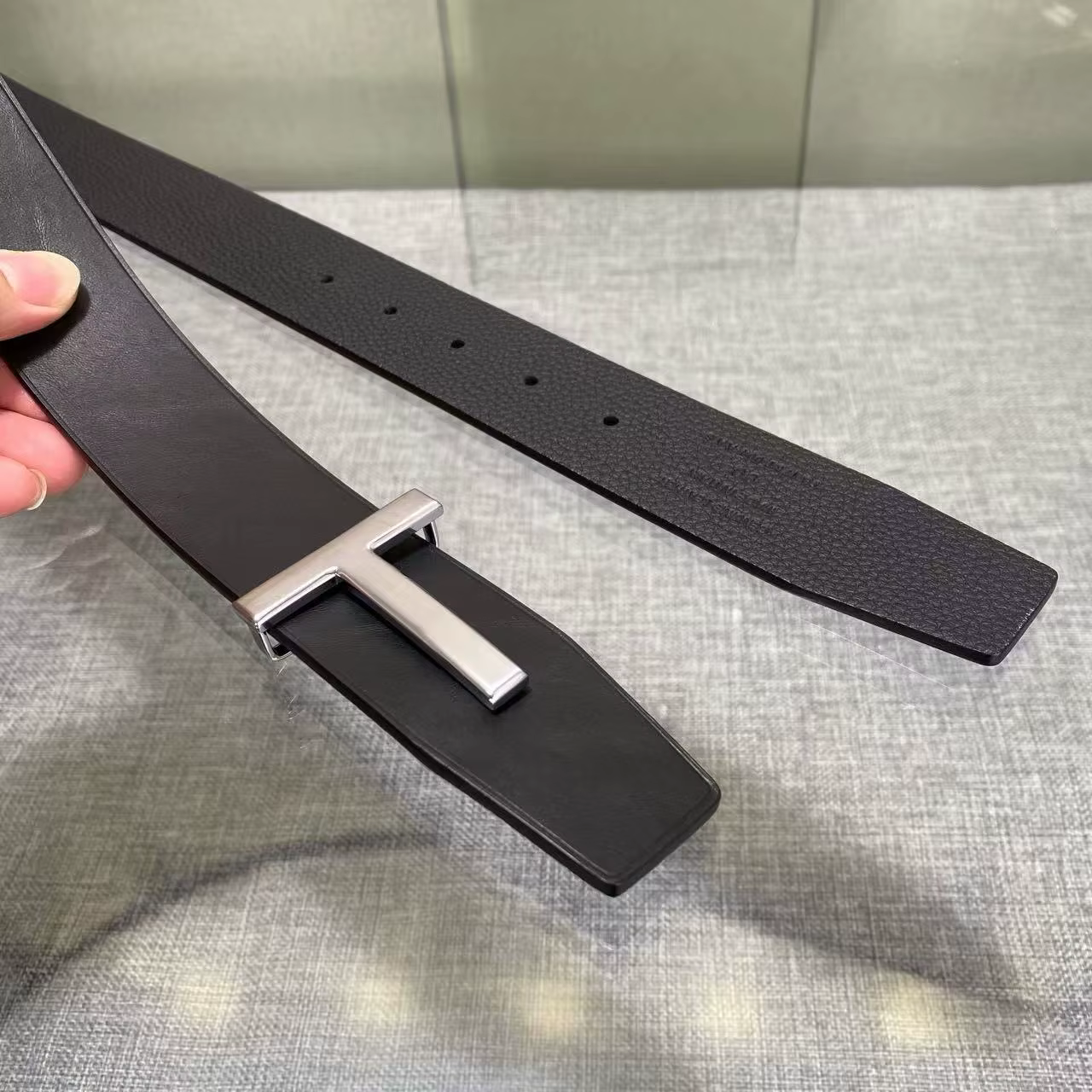 Ceinture en cuir Double face avec boucle lettre en forme de T pour hommes