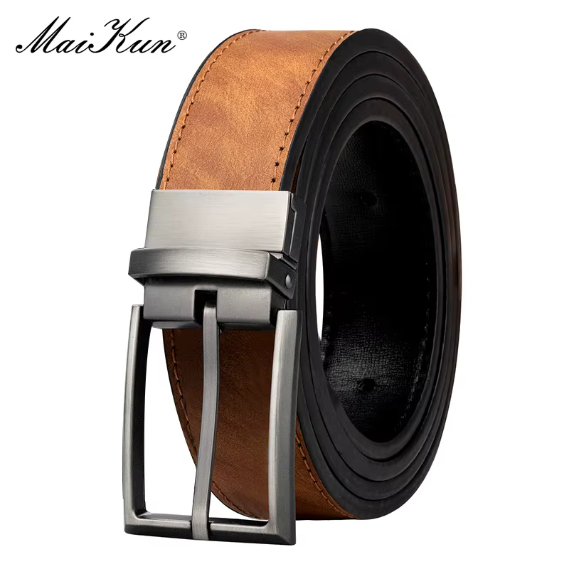 Maikun – ceinture réversible en cuir marron pour homme