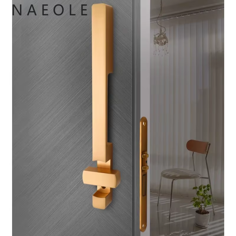 Serrure de porte intérieure, canal d'entrée coulissant, poignée universelle Simple pour la maison, serrure de porte verticale à un mot