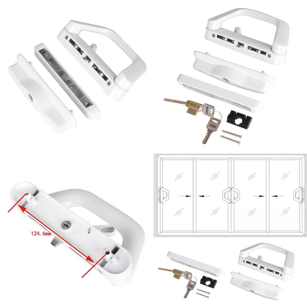 Ensemble de poignées de porte coulissante de Patio, pour porte en verre de balcon, serrure à clé simple face, remplacement complet, matériel Durable et durable