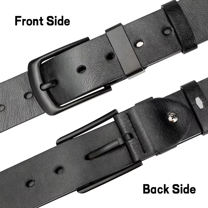 Maikun Ceinture décontractée vintage pour homme avec boucle ardillon noire pour étudiant - Large ceinture en cuir polyvalente