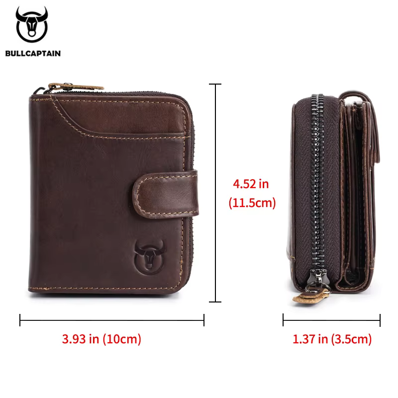 Portefeuille d'affaires en cuir véritable pour homme
