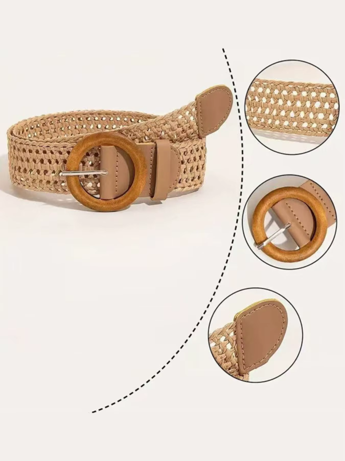 Ceinture pour femme en paille PP ajourée