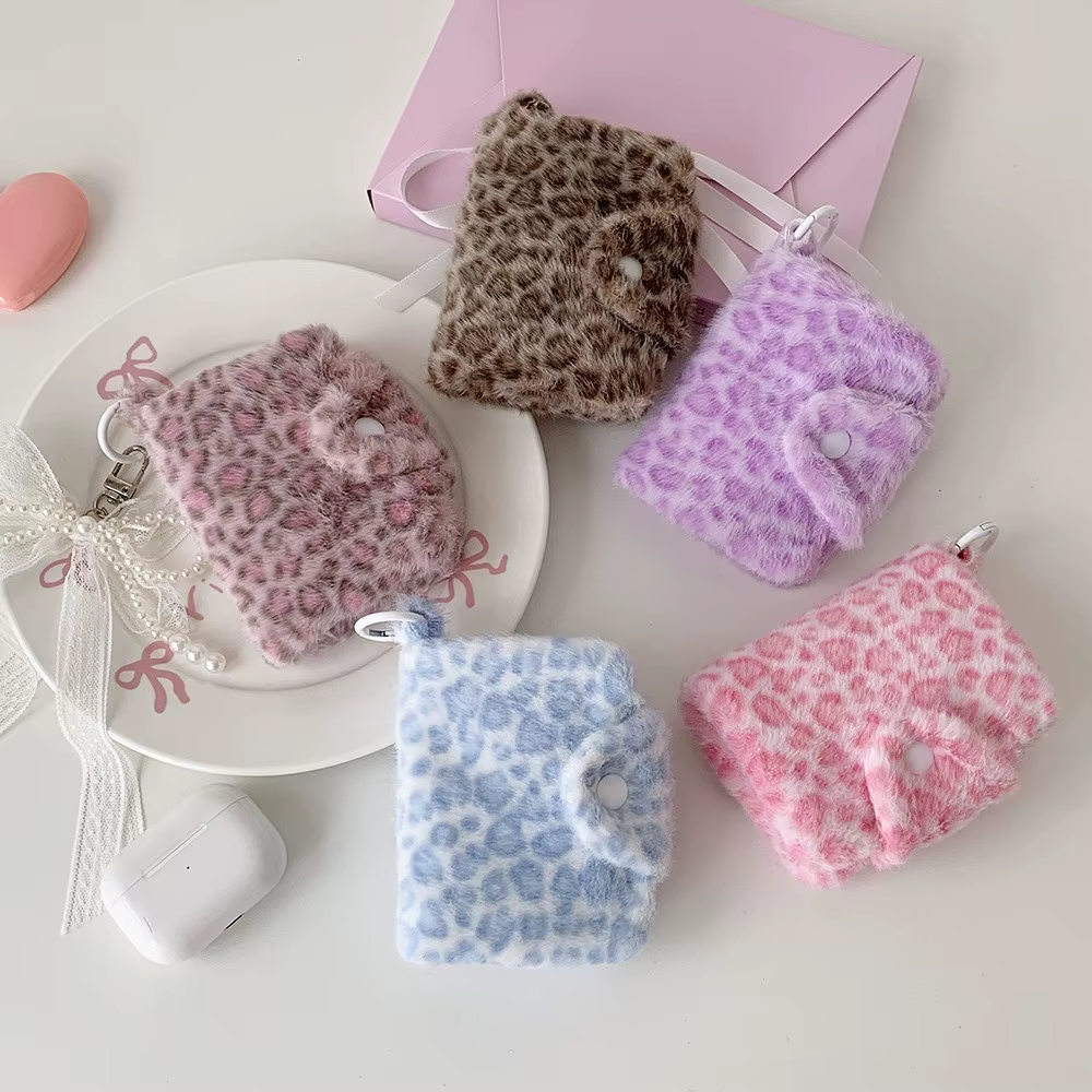 Porte-monnaie en peluche motif léopard