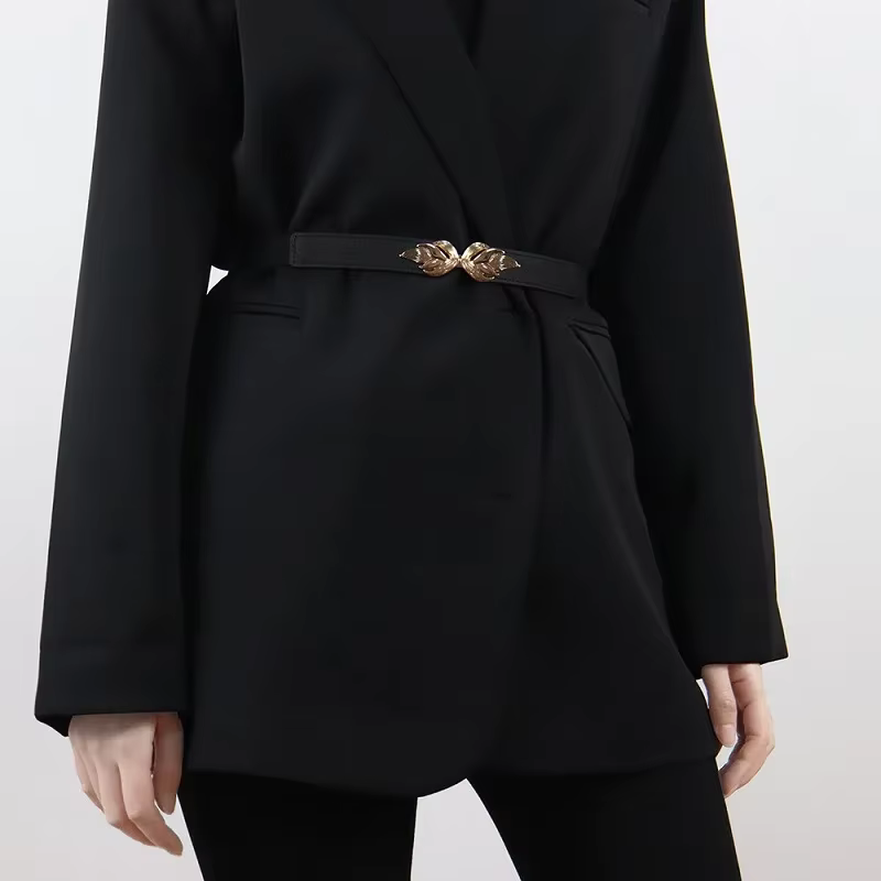 Ceinture fine en cuir chevelu pour femmes