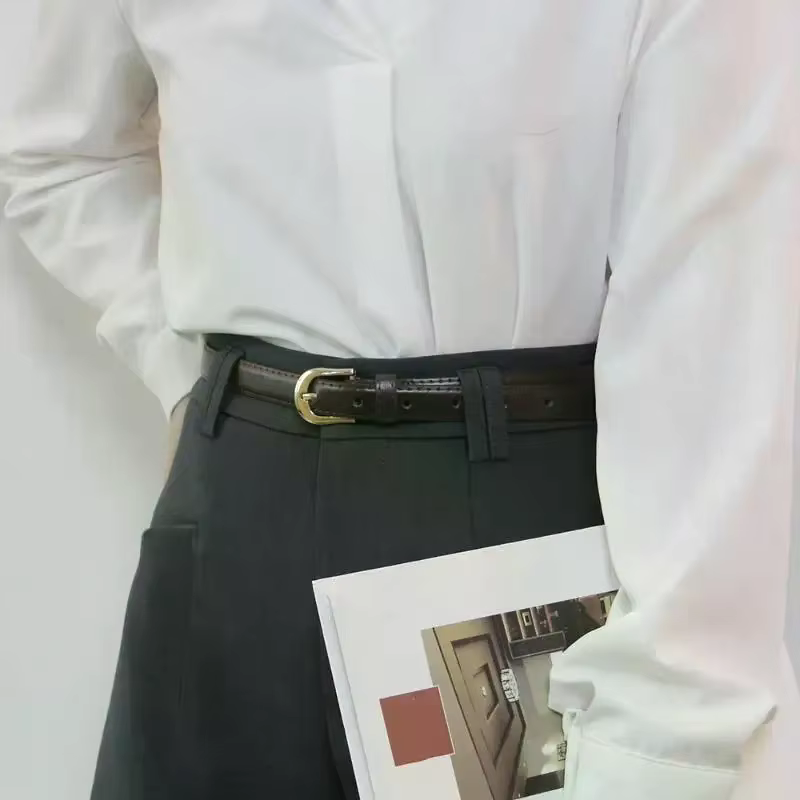 Ceinture pour femme en cuir PU de 2 cm de large avec boucle métallique