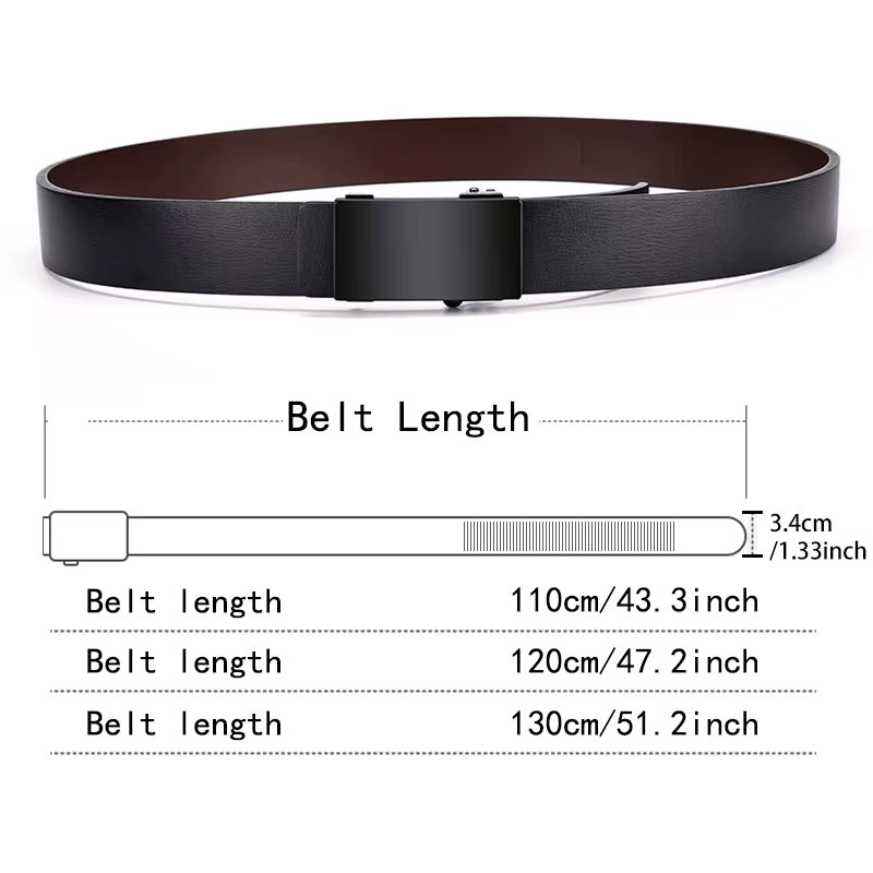 DINISITON hommes ceinture en cuir noir métal sans dents boucle automatique affaires décontracté