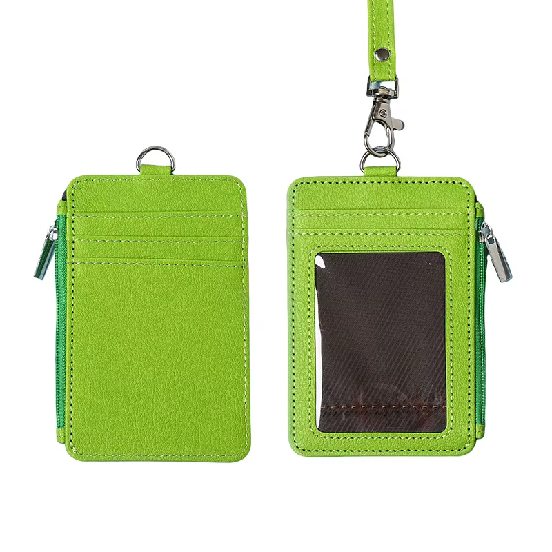 Porte-cartes zippé personnalisable avec cordon pour badge d'identification