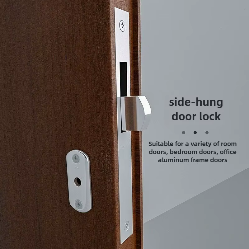 1 ENSEMBLE Serrure à crochet pour porte coulissante en alliage d'aluminium, verrou de sécurité antivol pour fenêtre, serrure de sol pour portail en bois avec clés croisées pour porte en bois